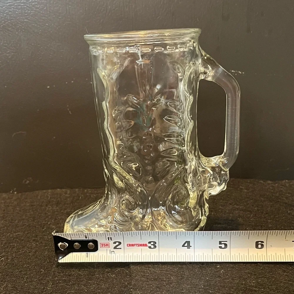 Vintage Clear Glass Cowboy Boot Mug 16 oz. Mexico